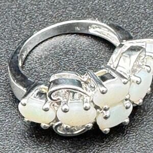 Quintessence Sterling Silver Genuine Opal Multi Stone Band Ring Size 6 925 5g QJ